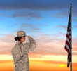 Female Soldier Saluting Flag