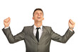 Successful business man cheering