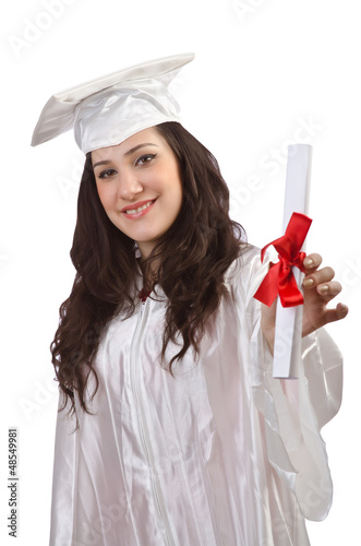 Photo: Happy graduate on white background Happy graduate on white background