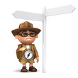 3d Explorer at road sign