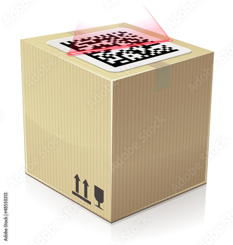 Vector: Colis suivi et scan (QR code) Colis suivi et scan (QR code)