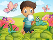 A little boy in the garden