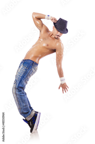 Photo: Dancer dancing dances isolated on white Dancer dancing dances isolated on white