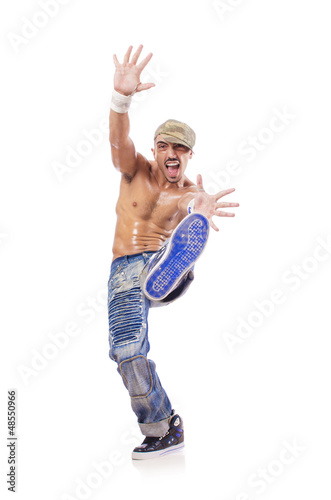 Photo: Dancer dancing dances isolated on white Dancer dancing dances isolated on white