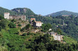canvas print picture Corse, village et église de costa verde