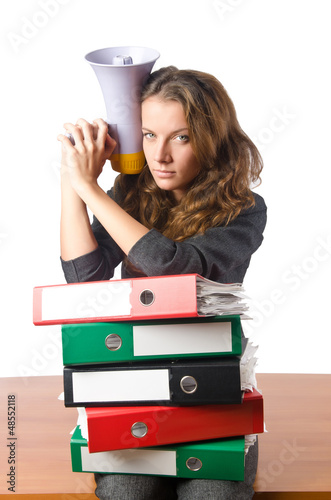 Photo: Busy woman worker in the office Busy woman worker in the office