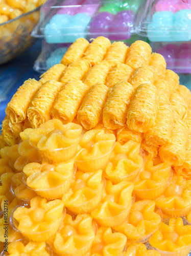 Photo: Thai dessert made mainly from duck egg yolks and sugar Thai dessert made mainly from duck egg yolks and sugar