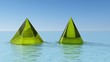 Foto: Grüner Kegel und grüne Pyramide Grüner Kegel und grüne Pyramide