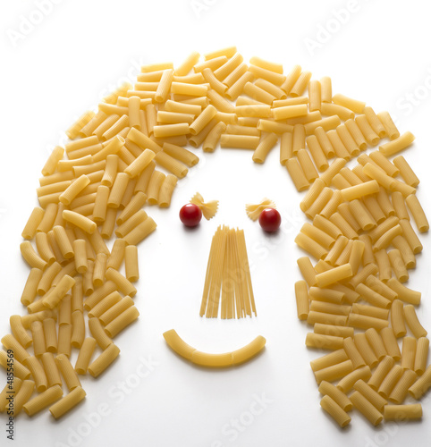 Photo: Pasta on white background Pasta on white background