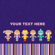 Vector: card with children in bright clothes card with children in bright clothes