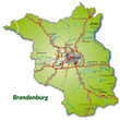Landkarte von Brandenburg mit Autobahnnetz
