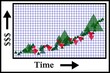 stock growth or wealth accumulation over time icon