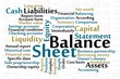 Balance Sheet word cloud with data sheet background