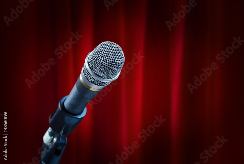 Photo: Microphoneon red curtain Microphoneon red curtain
