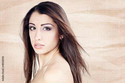 Photo: The beautiful girl with fluttering hair The beautiful girl with fluttering hair