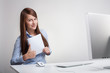Young woman Holding Blank Paper