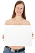Junge Frau mit leerem Schild