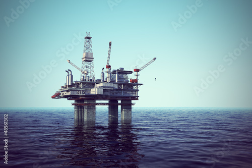 Illustration: Oil platform on sea. Oil platform on sea.