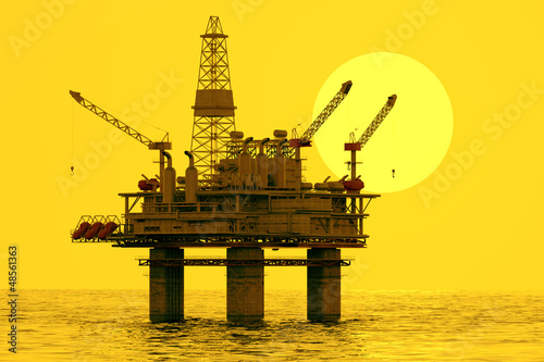 Illustration: Oil platform on sea. Oil platform on sea.