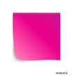 Pink stick note isolated on white background, vector illustratio