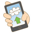 cartoon drawing of data accessing to cloud computing system