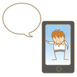 cartoon character of man talking on cellphone