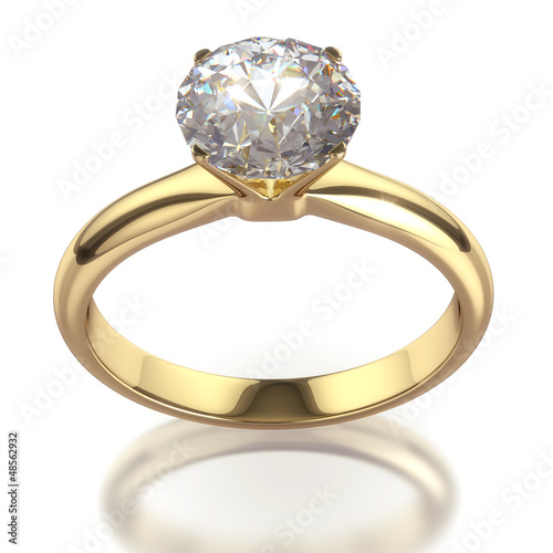 Illustration: Diamond golden ring - isolated with clipping path. Diamond golden ring - isolated with clipping path.