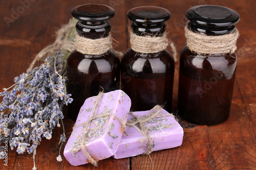 Photo: Lavender flowers and jars Lavender flowers and jars