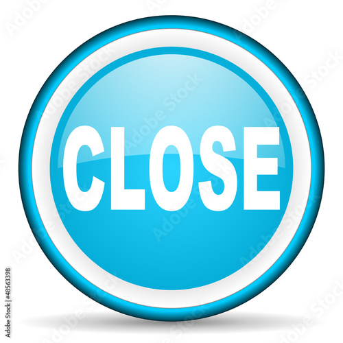 Illustration: close blue glossy icon on white background close blue glossy icon on white background