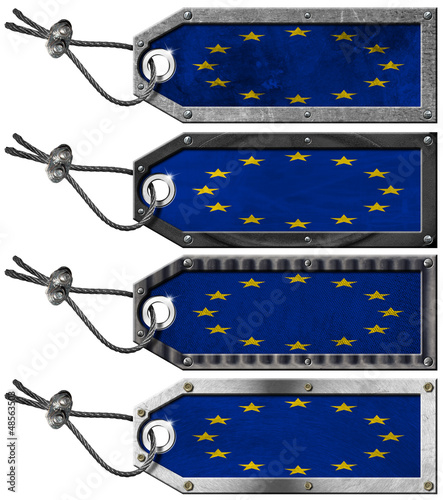 Illustration: Europa Flags Set of Grunge Metal Tags Europa Flags Set of Grunge Metal Tags