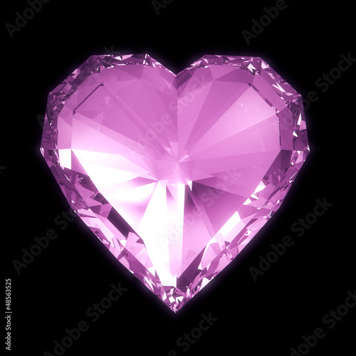 Illustration: Purple diamond heart isolated on black BG with clipping path. Purple diamond heart isolated on black BG with clipping path.