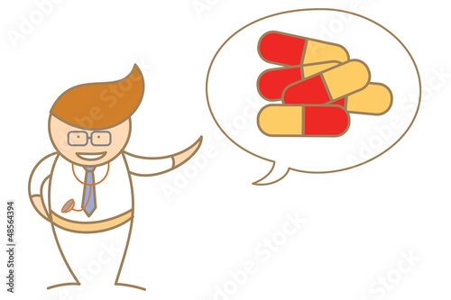 Vector: cartoon character of doctor talk about medicine cartoon character of doctor talk about medicine
