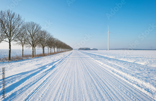Photo: Snowy road in the countryside Snowy road in the countryside