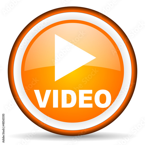 Illustration: video orange glossy icon on white background video orange glossy icon on white background