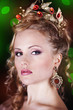 fashion portrait of a beautiful girl with crown