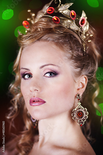Photo: fashion portrait of a beautiful girl with crown fashion portrait of a beautiful girl with crown