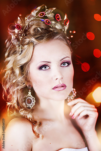 Photo: fashion portrait of a beautiful girl with crown fashion portrait of a beautiful girl with crown