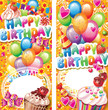 Vector: Happy birthday vertical cards Happy birthday vertical cards