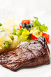 Grilled steak with vegetables