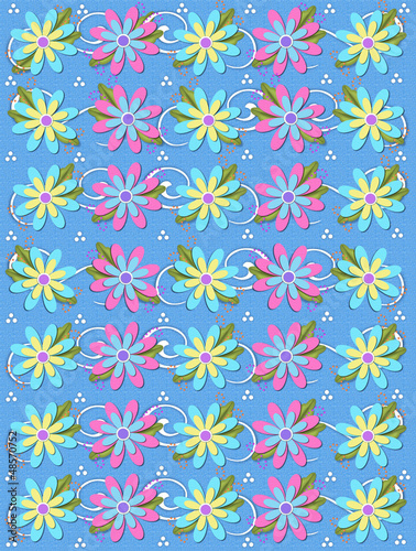 Illustration: Blooming Petals on Blue Blooming Petals on Blue