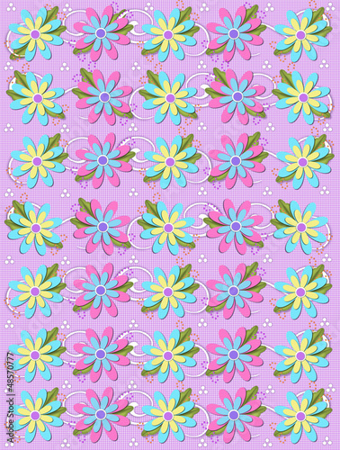 Illustration: Blooming Petals on Lilac Gingham Blooming Petals on Lilac Gingham