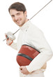 Photo: Happy fencer with rapier foil Happy fencer with rapier foil