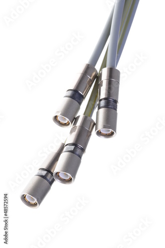 Photo: Coaxial connectors isolated on white background Coaxial connectors isolated on white background