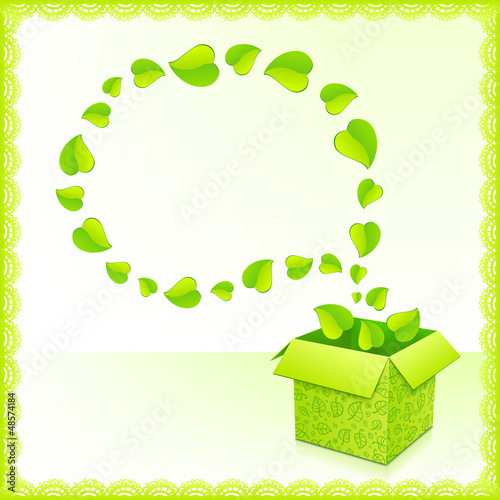 Vector: Text bubble made from foliage with green box of leaves Text bubble made from foliage with green box of leaves