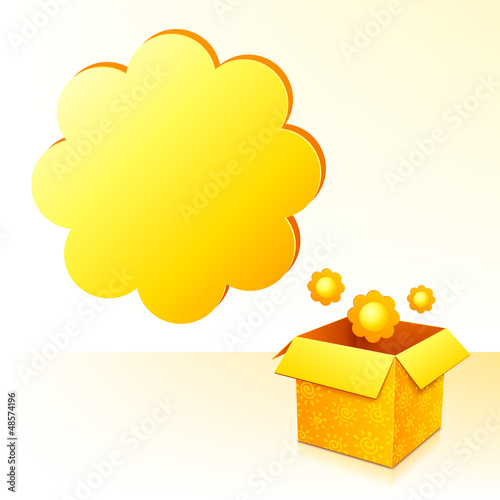 Vector: Yellow sunflowers box with text bubble card template Yellow sunflowers box with text bubble card template