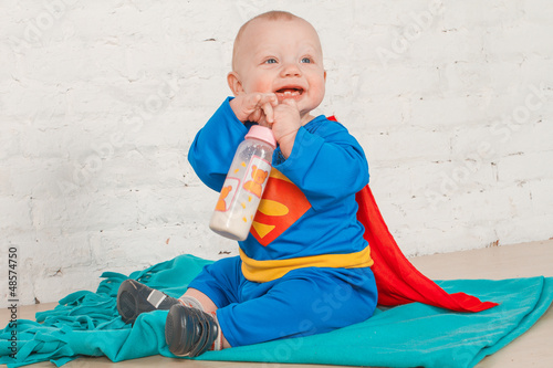 Photo: A little baby in Superman suit A little baby in Superman suit
