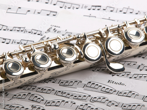 Photo: flute and notes flute and notes