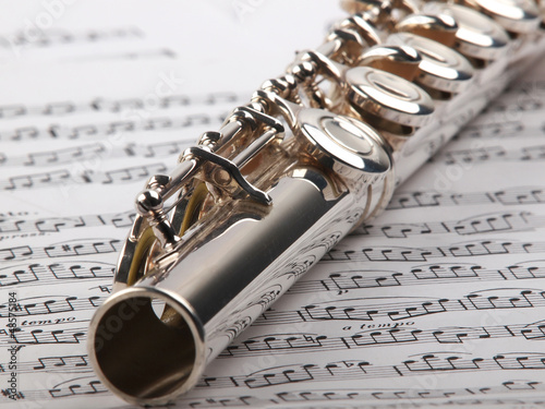 Photo: flute and notes flute and notes