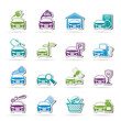 Car and road services icons - vector icon set