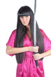 Woman Holding Traditional Japanese Sword